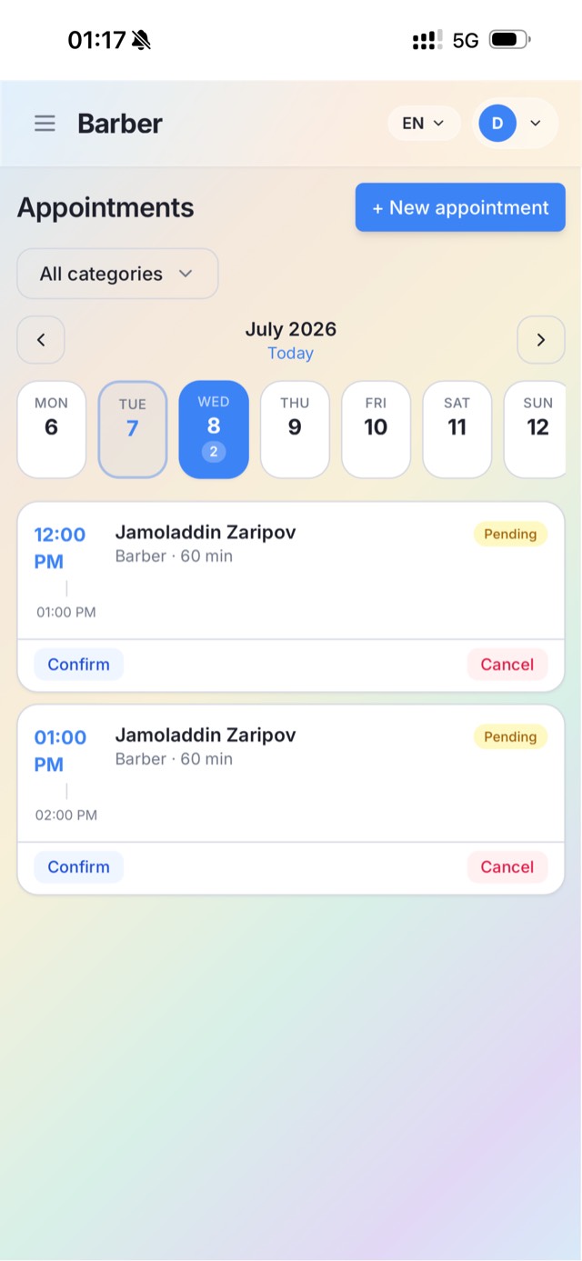 Reservla admin panel — dashboard