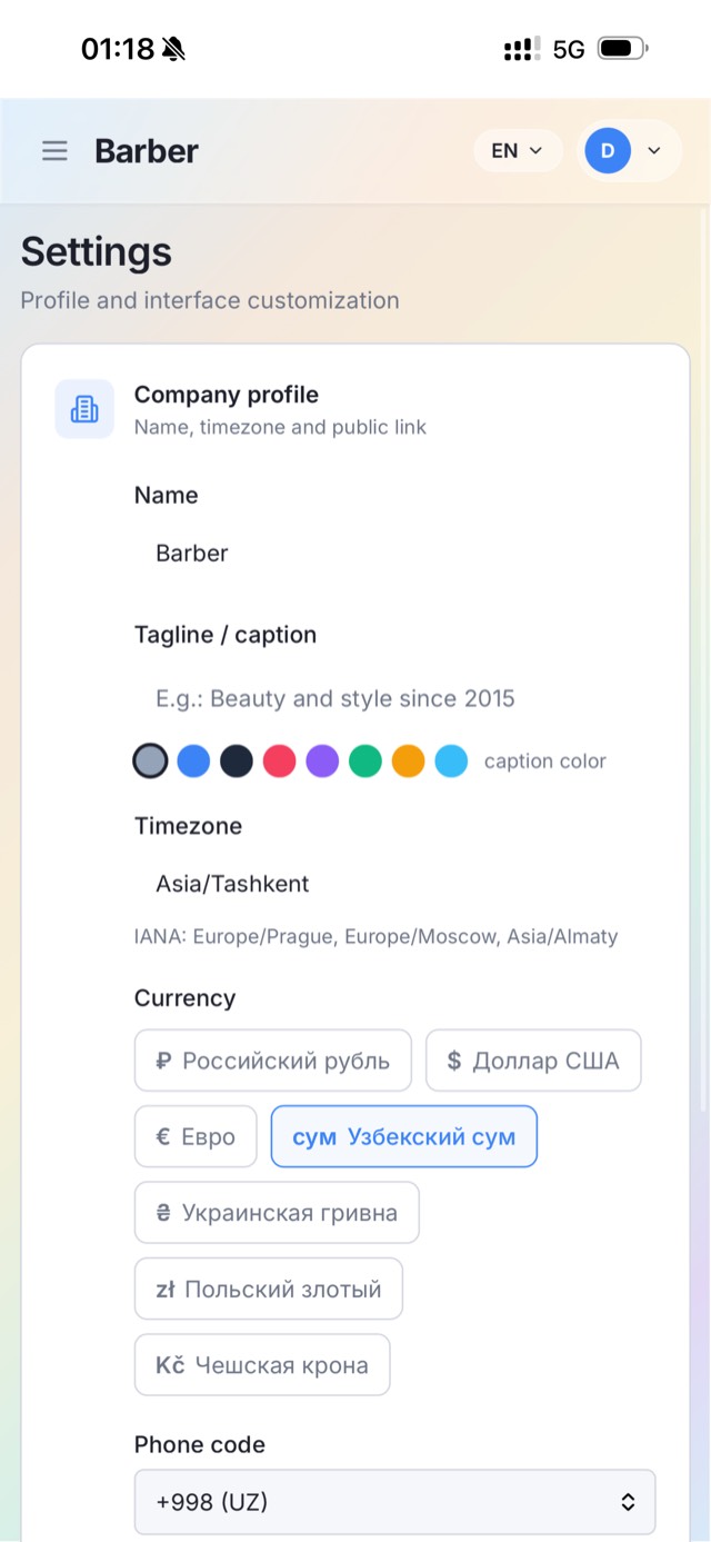 Reservla admin panel — staff management